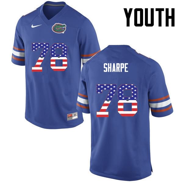 Youth NCAA Florida Gators David Sharpe #78 Stitched Authentic USA Flag Fashion Nike Blue College Football Jersey JBT3265ET